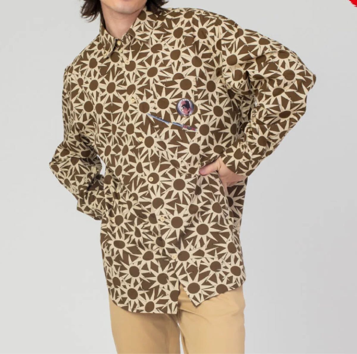 新品 グラニフ 鬼滅の刃 鋼鐵塚蛍 総柄 オーバーサイズコットン 長袖シャツ Lサイズ拍卖