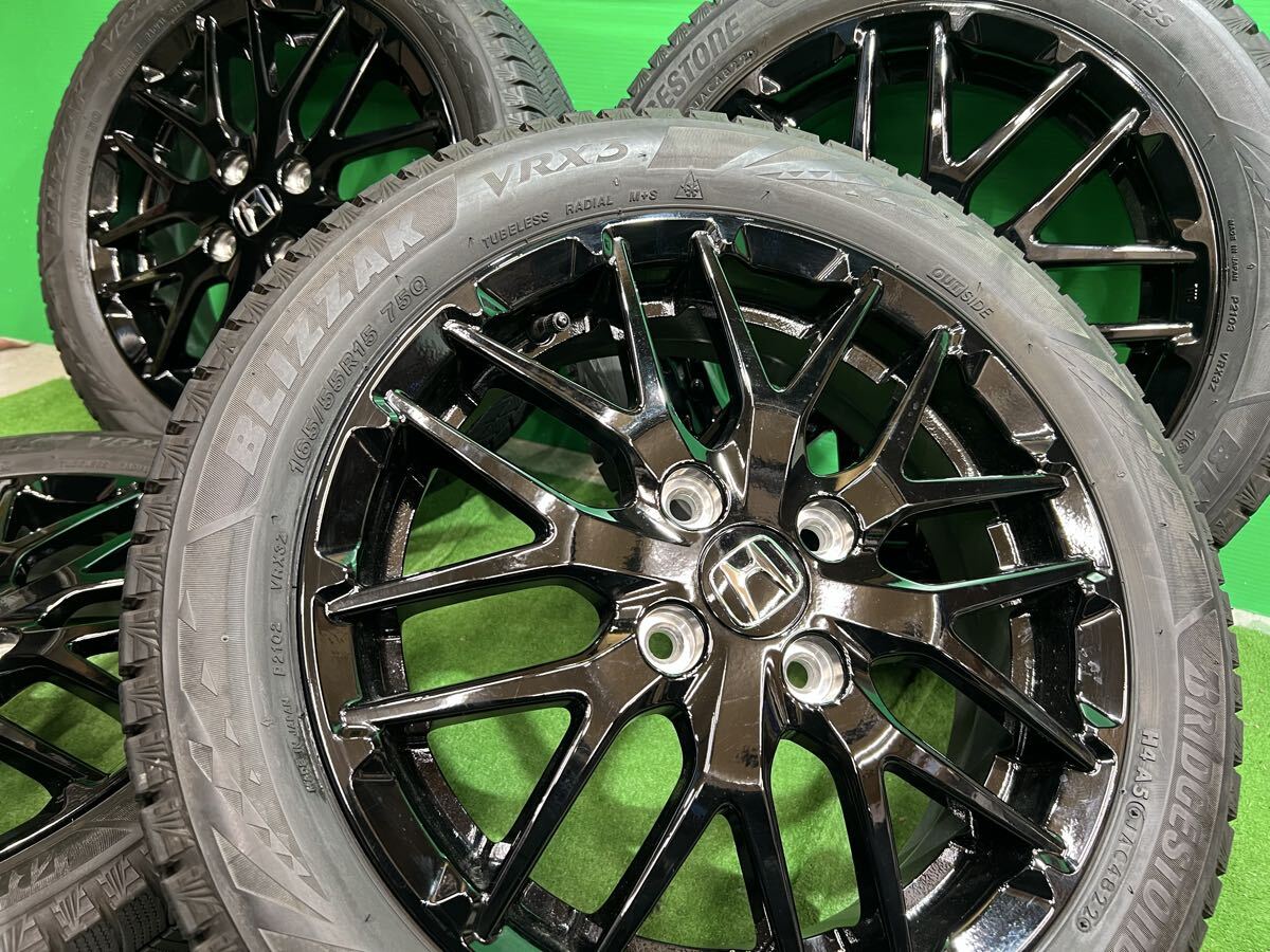 ★ホンダ★N-ONE RS 純正 ホイール+バリ山スタッドレス 4本セット 2022年製造 BRIDGESTONE VRX3 165/55R15 N-BOXカスタム N-WGN N-VAN★拍卖
