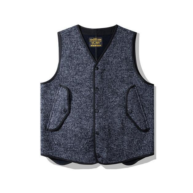 新作メンズ ウールベスト チョッキ シングルブレスト春秋冬ジレベスト ラシャベスト ビジネスベスト レトロ ツイード ブルー S~2XL拍卖