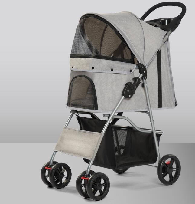 新品高品質ペットカート 4輪 ブラウン 耐荷重15kg 折りたたみ 軽量 ペットバギー 中型犬 小型犬 介護 散歩 犬 猫拍卖