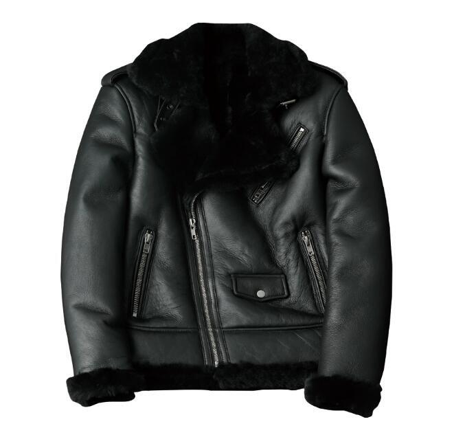 高品質フライトジャケット ムートン 羊革 シープスキン 毛皮一体 天然革 肉厚 コート メンズファッション 本革 2.5cm 防寒 S~3XL拍卖