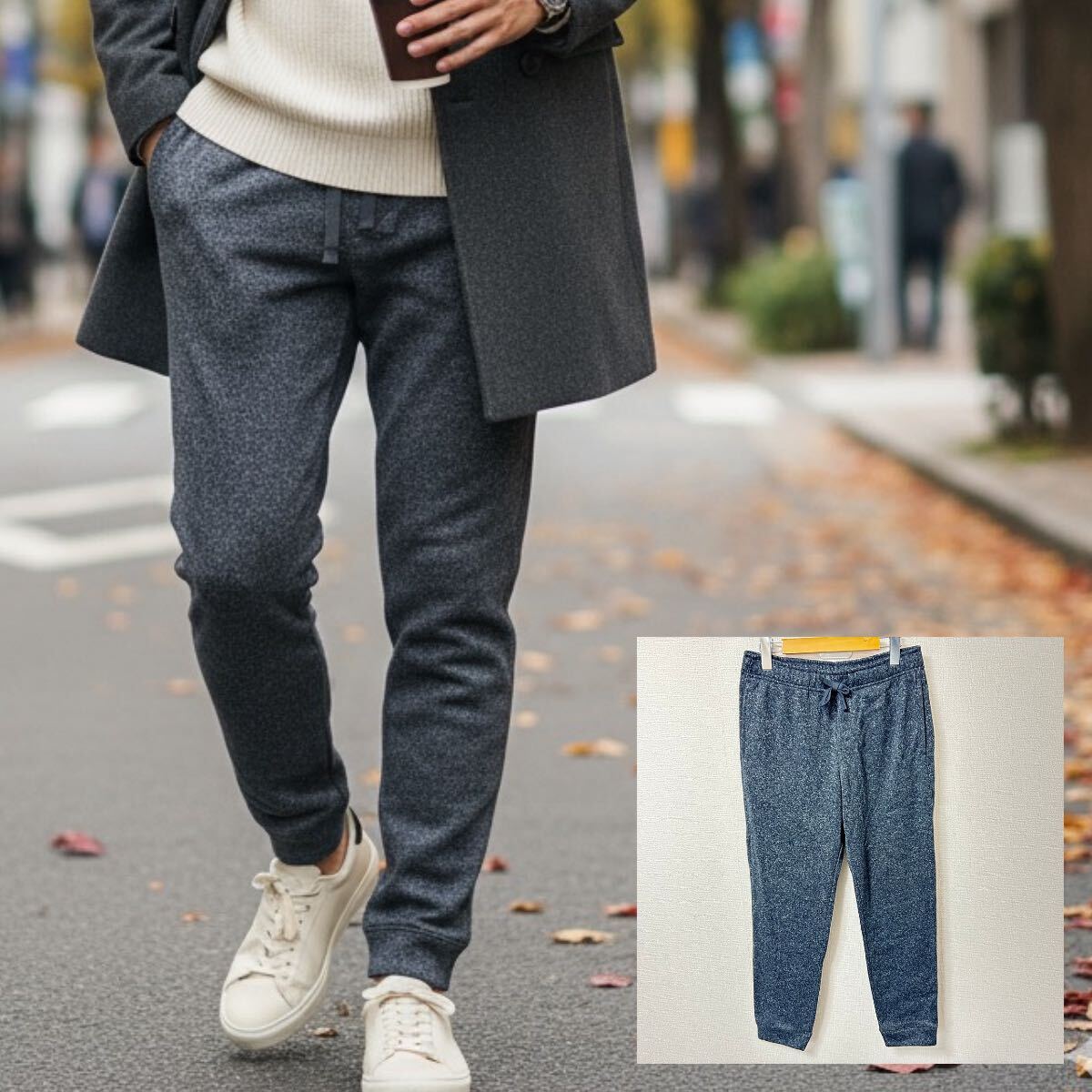 美品◎ラフな着こなしに◎【UNIQLO】ユニクロ ニットフリースイージーパンツ 裏起毛 防寒 ルームウェア ダークグレー メンズM/Y37548YY拍卖