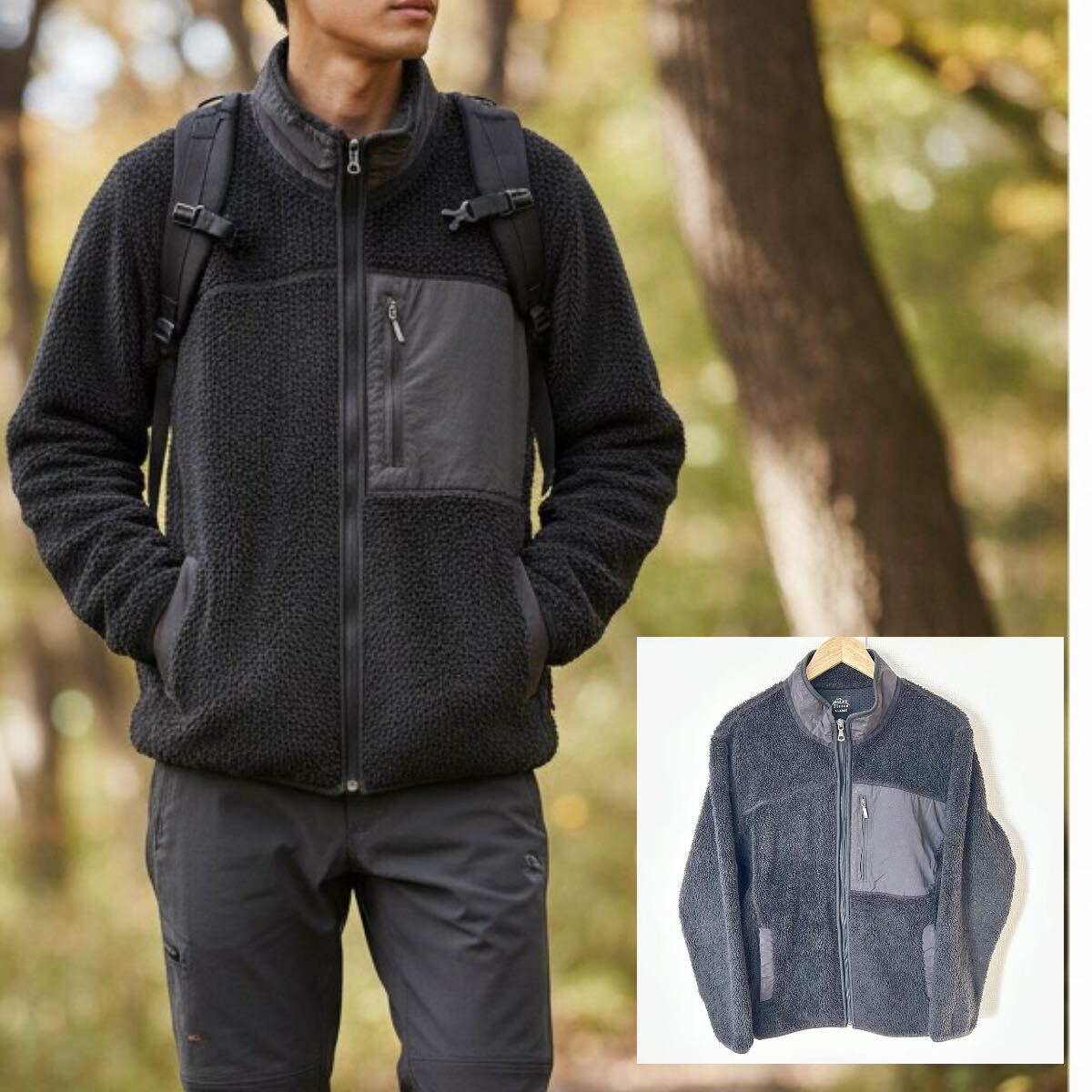 ビッグサイズ◎オールドユニクロ◎【UNIQLO】ボアフリースジャケット アウター アウトドア タウンユース ブラック 黒 メンズXL/Y37813YY拍卖