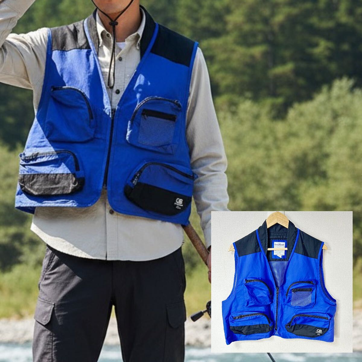 ビッグサイズ◎アウトドアシーンに!【Great Banff】グレートバンフ フィッシングベスト 釣り 防水 ワーク パープル系 メンズ3L/Y37819YY拍卖