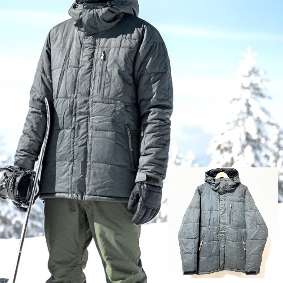 シンプルおしゃれ◎【KICKS】キックス スノー ウェア ジャケット アウター スキー スノボ パウダーガード チャコール グレー M /Y38219SS拍卖