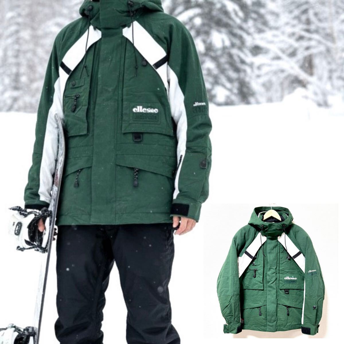 ナイロン製◎【ellesse】エレッセ スノー ウェア ジャケット スキー スノーボード パウダーガード ゴールドウィン グリーン 緑 L /Y38221SS拍卖