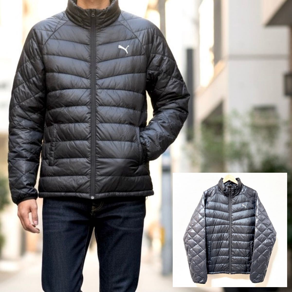 ビッグサイズ◎超軽量!【PUMA】プーマ ダウン ジャケット ナイロン アウター キルティング ロゴ ウルトラライト ブラック 黒 XXL /Y38230SS拍卖