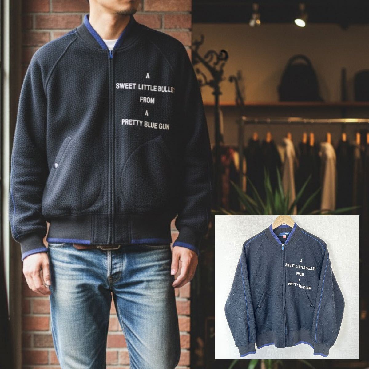 レア◎日本製◎【Bleus caterpillar produit】キャタピラープロデュイ フリースジャケット ブルゾン 古着MIX ブラック 黒 メンズ/Y38149YY拍卖