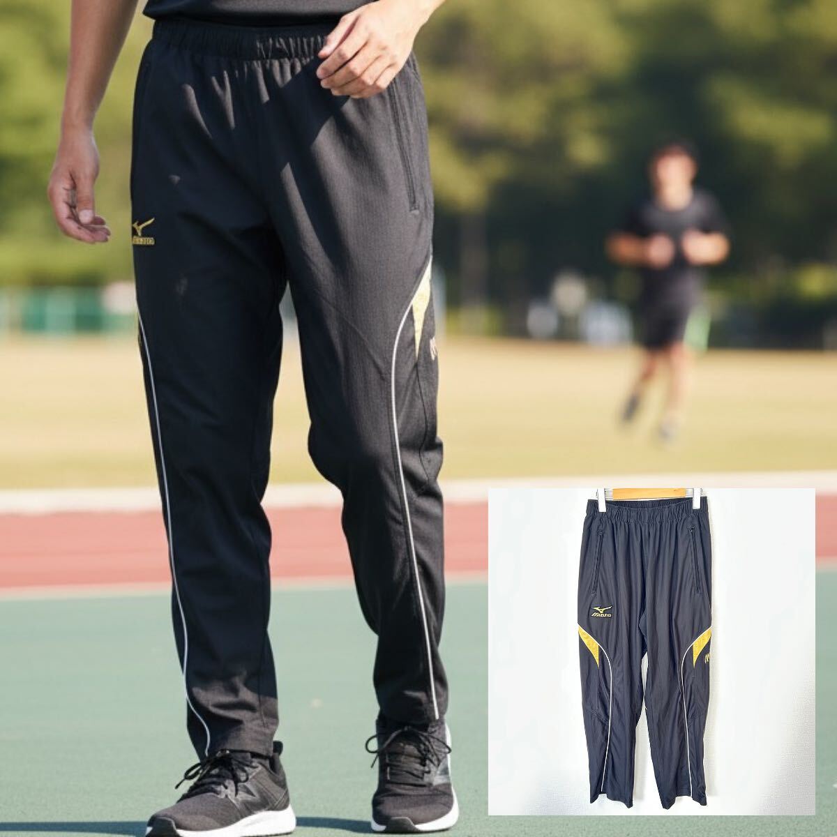 様々なスポーツ、トレーニングに◎【MIZUNO】ミズノ トラックパンツ ジャージ ロゴ刺繍 運動 ジム ゴルフ ブラック 黒 メンズM/Y38151YY拍卖