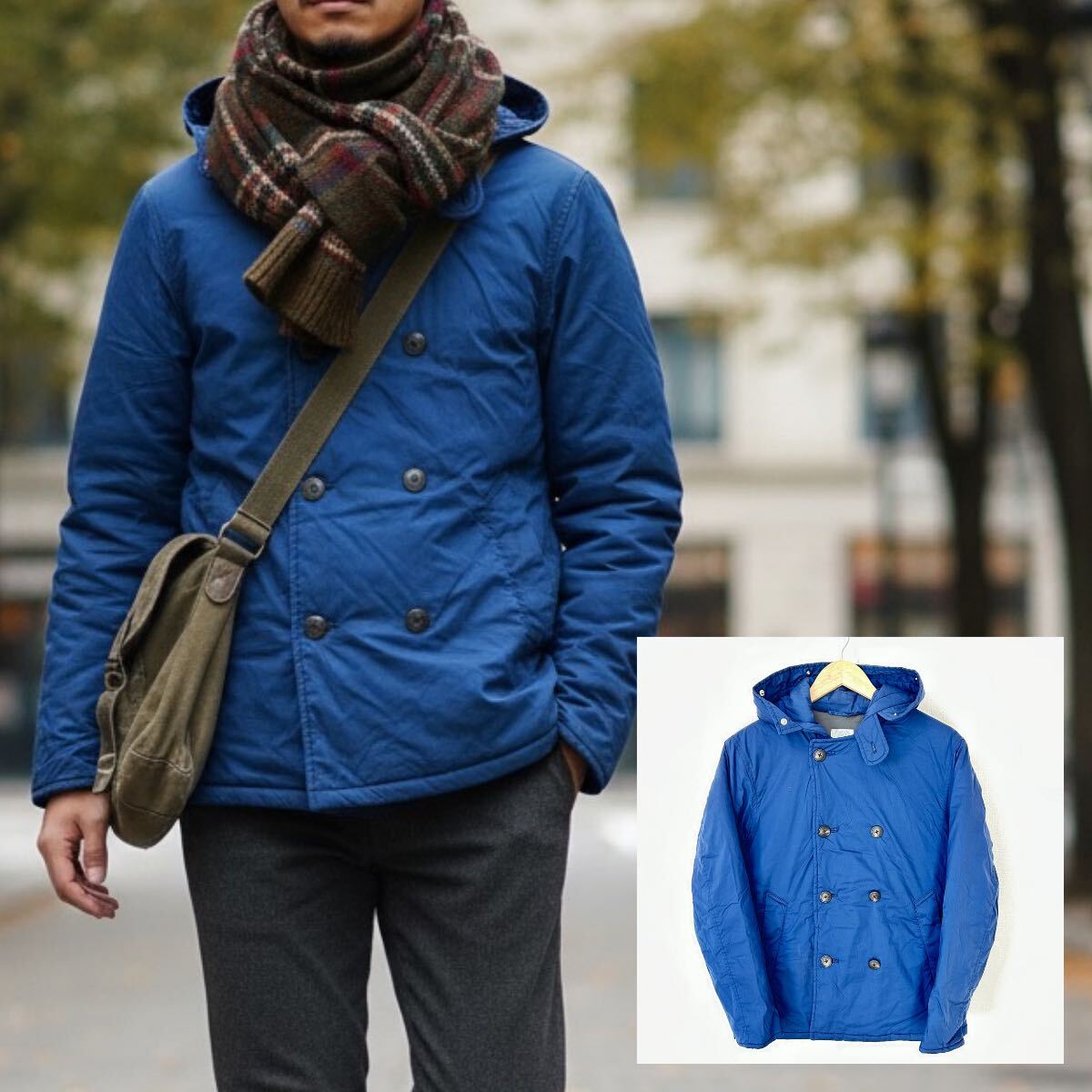 カジュアルな着こなしに◎【BEAUTY&YOUTH】ビューティアンドユース 中綿ジャケット ナイロン100% アウター ブルー 青 メンズS/Y38162YY拍卖