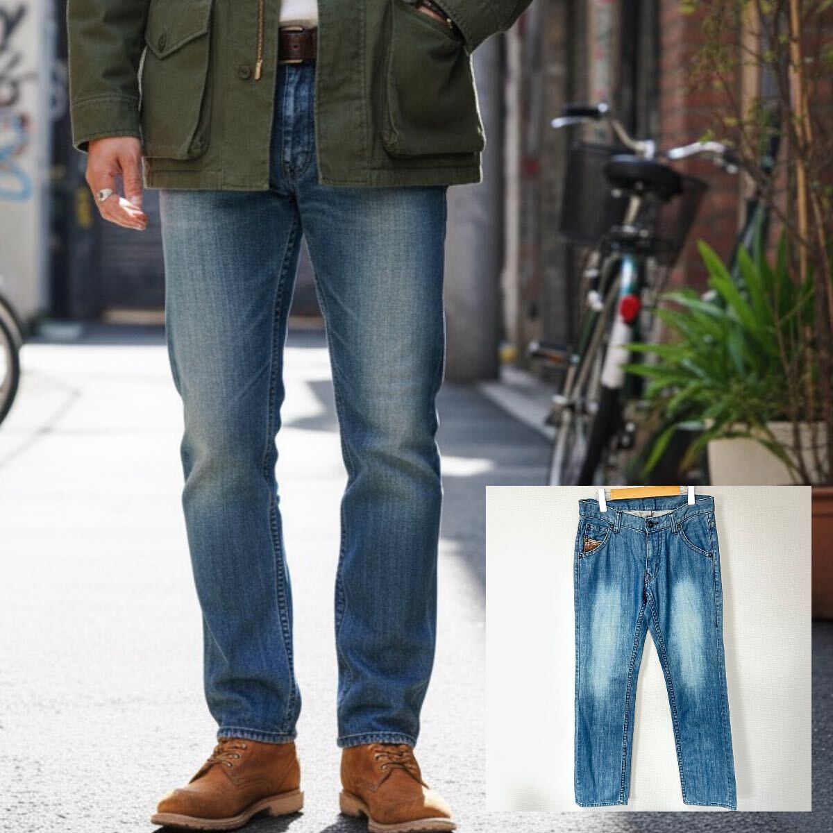 アメカジ、古着コーデに◎【291295 DISTRICT】ディストリクト デニムパンツ ジーンズ 綿100% ストリート ブルー メンズⅡ/Y38194YY拍卖