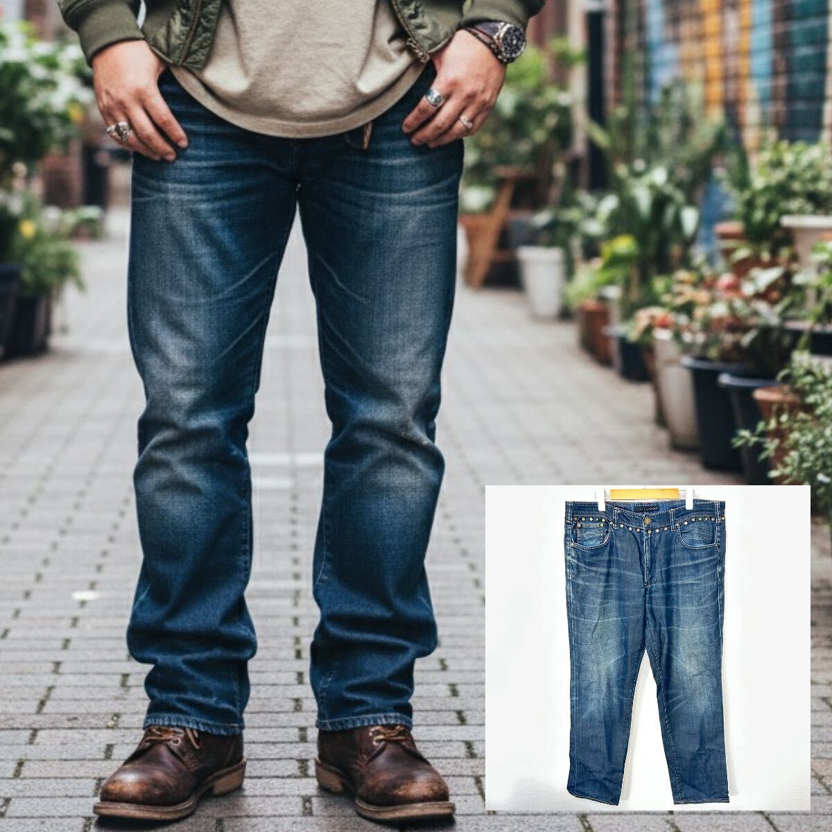 スタッズ付き!【Calvin Klein Jeans】カルバンクラインジーンズ スリムデニムパンツ ストレッチ アメカジ インディゴ メンズW36/Y38183YY拍卖