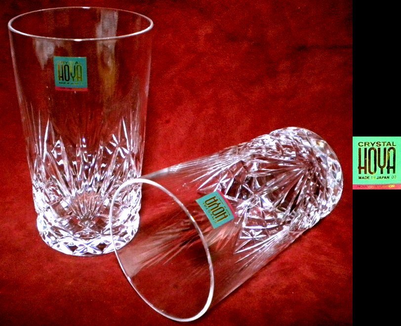 売切 HOYA クリスタル グラス 容量:240cc 2客組 纏購入特典有 箱無 A/C、寸法:φ上63/下55×H113mm 重量:220g 口元厚1.6mm 底厚12mm拍卖