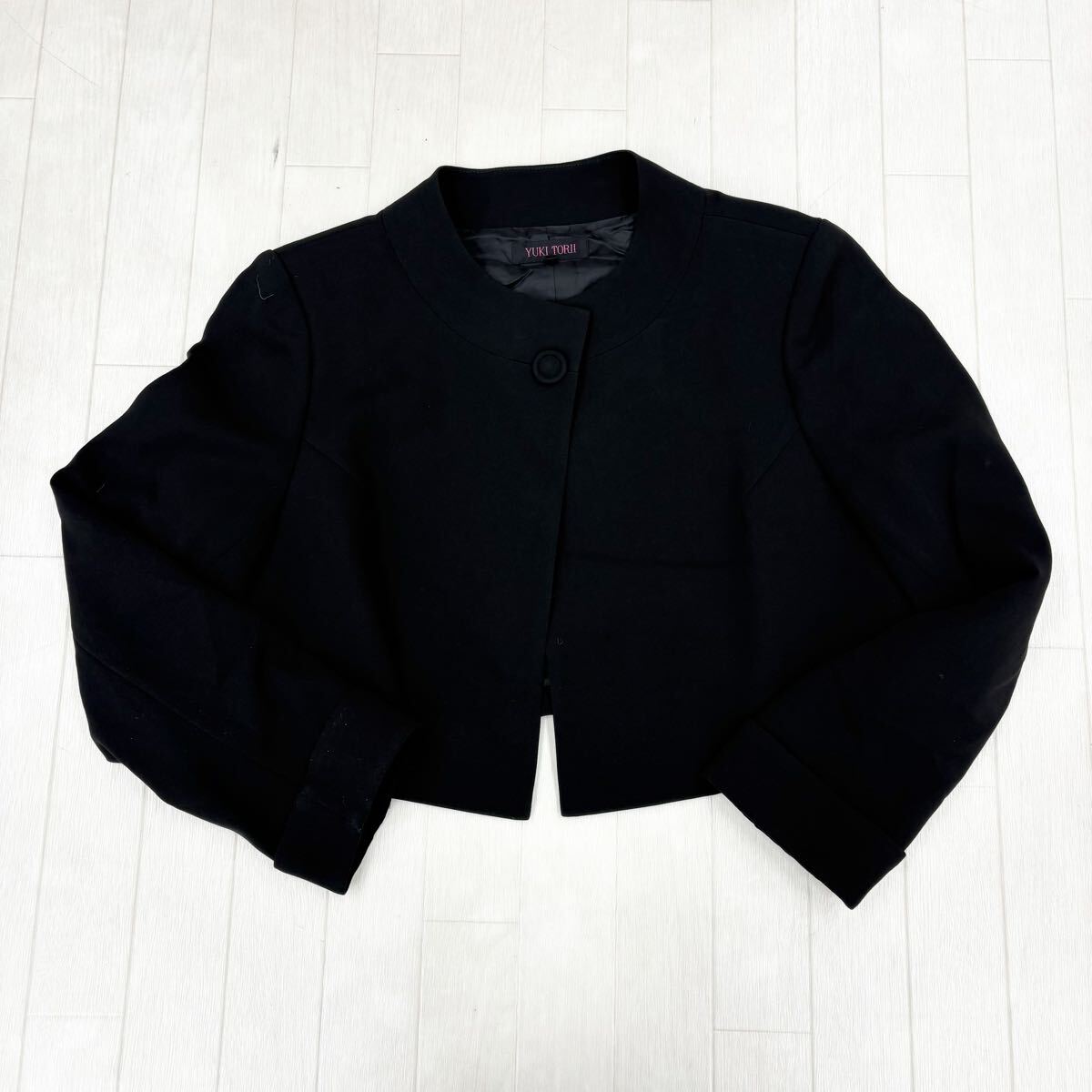 1816〓 YUKI TORII ユキトリイ ジャケット レディース サイズ11AR ブラック 上着 丈短 長袖 フォーマル拍卖
