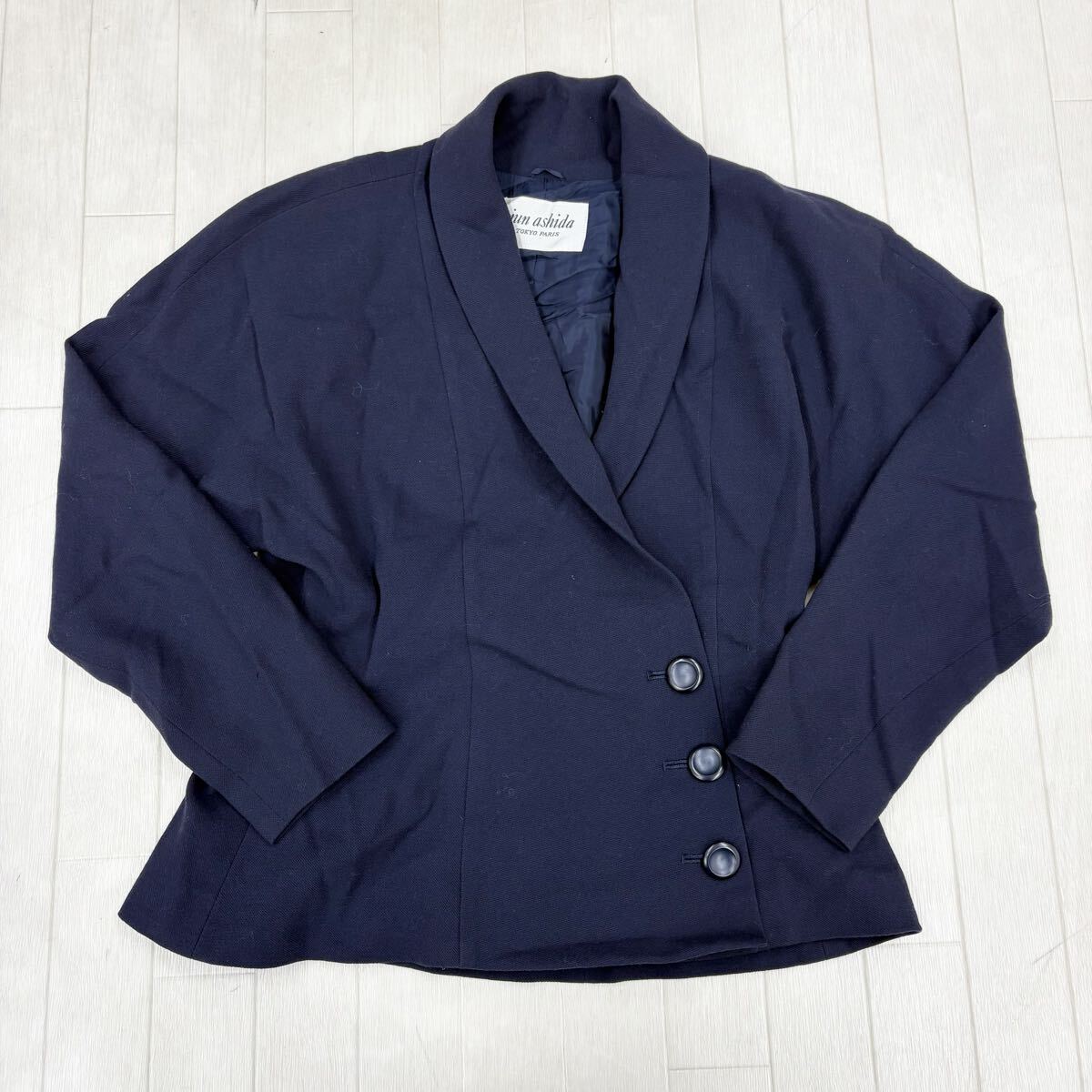 1816〓 jun ashida ジュンアシダ シングルジャケット レディース サイズ9 ネイビー 上着 トップス拍卖
