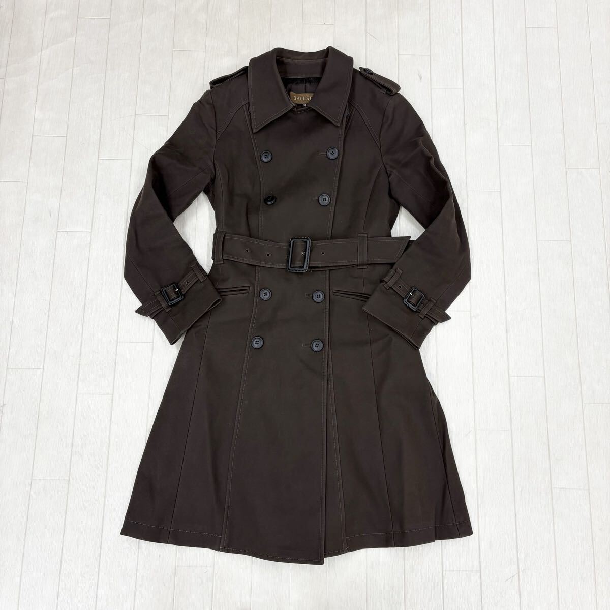 1816〓 BALLSEY ボールジィ ダブルミドルコート レディース サイズ38 ダークブラウン アウター 上着 カジュアル ビジネス拍卖