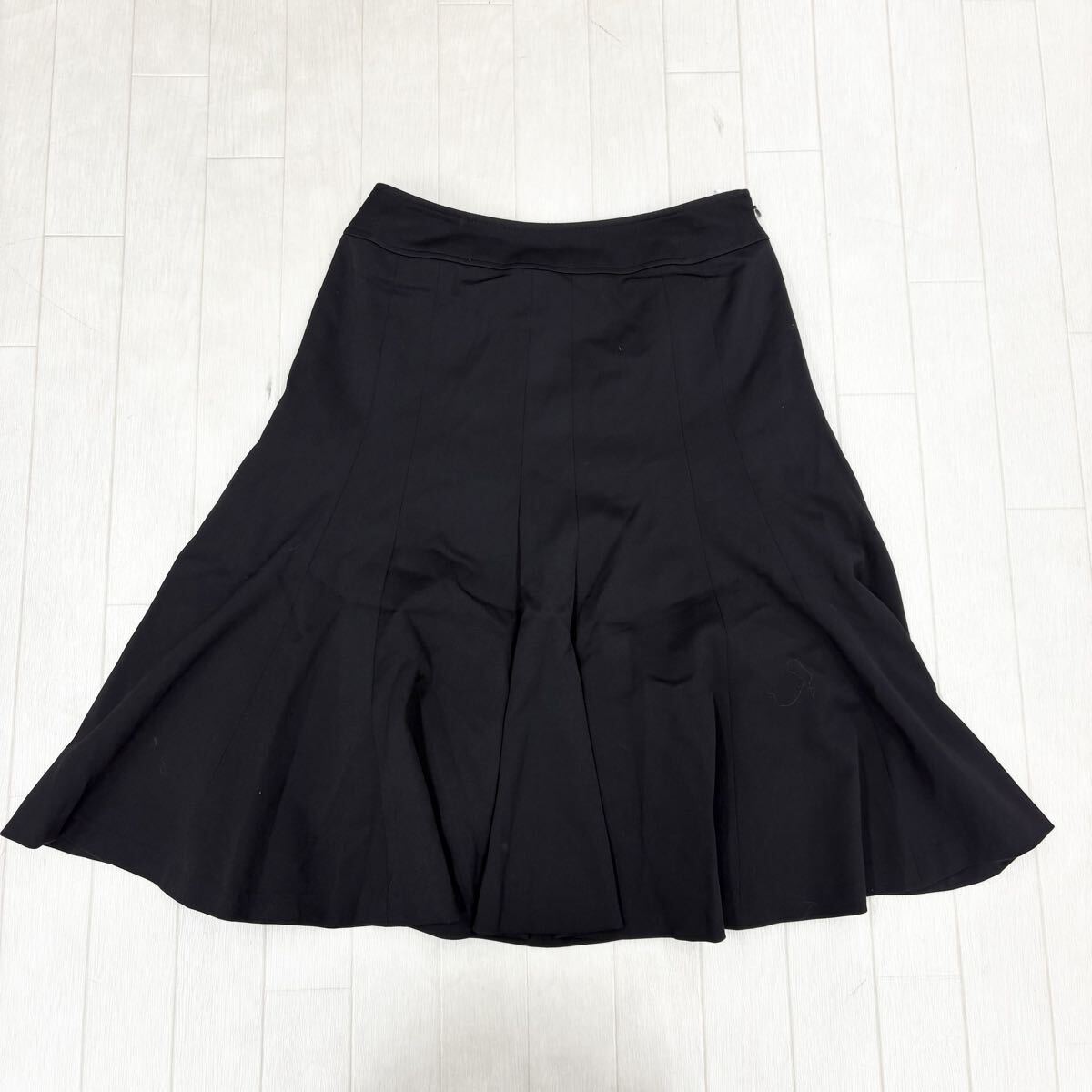 1818〓 courreges クレージュ フレアスカート レディース サイズ38 ブラック ミドルスカート カジュアル拍卖
