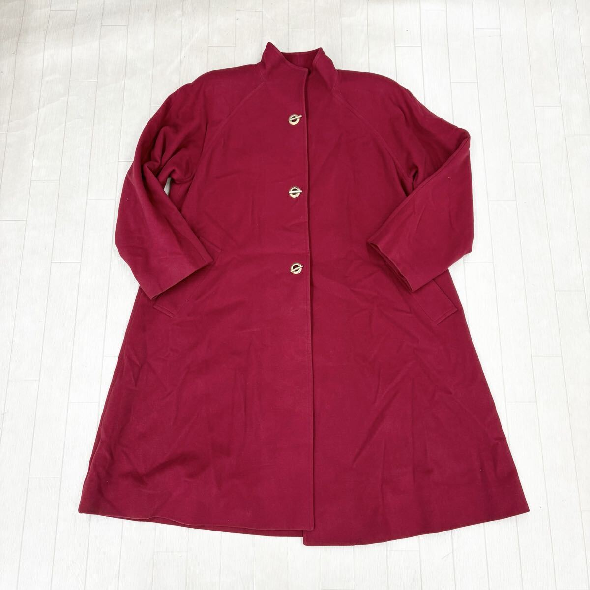 1818〓 ungaro ウンガロ ミドルコート レディース サイズ9 レッド アウター 上着 シングルコート 膝下丈 カジュアル拍卖