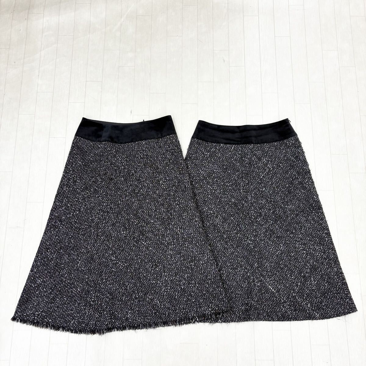 1818〓 2点セット HIROKO KOSHINO ヒロココシノ ミドルスカート レディース サイズ11 ダークネイビー ボトムス フレアスカート 台形拍卖