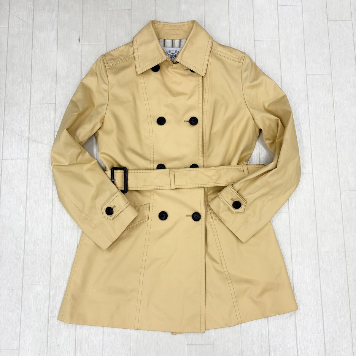 1818〓 J.PRESS ジェイプレス ダブルミドルコート レディース サイズ9 薄めイエロー アウター 上着 カジュアル拍卖