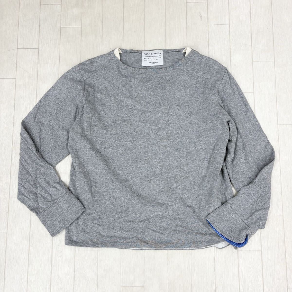 1818〓 FORK&SPOON フォークアンドスプーン 長袖カットソー レディース サイズ38 グレー トップス Tシャツ ロンT アーバンリサーチ取扱拍卖