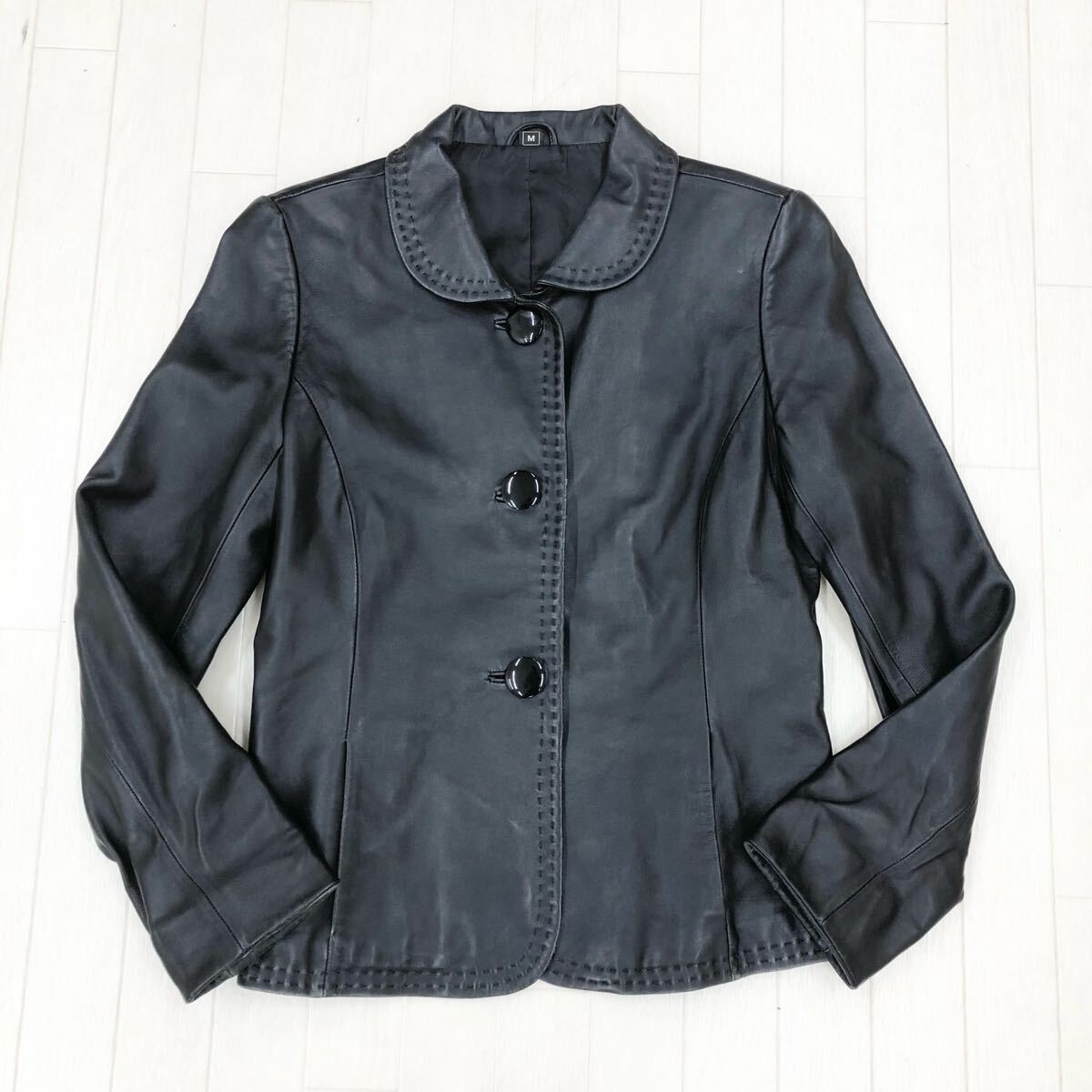 1761〓 Partina パルティーナ パルティナ レザージャケット レディース サイズM トップス 上着 シングルジャケット羊革 ラムレザー拍卖