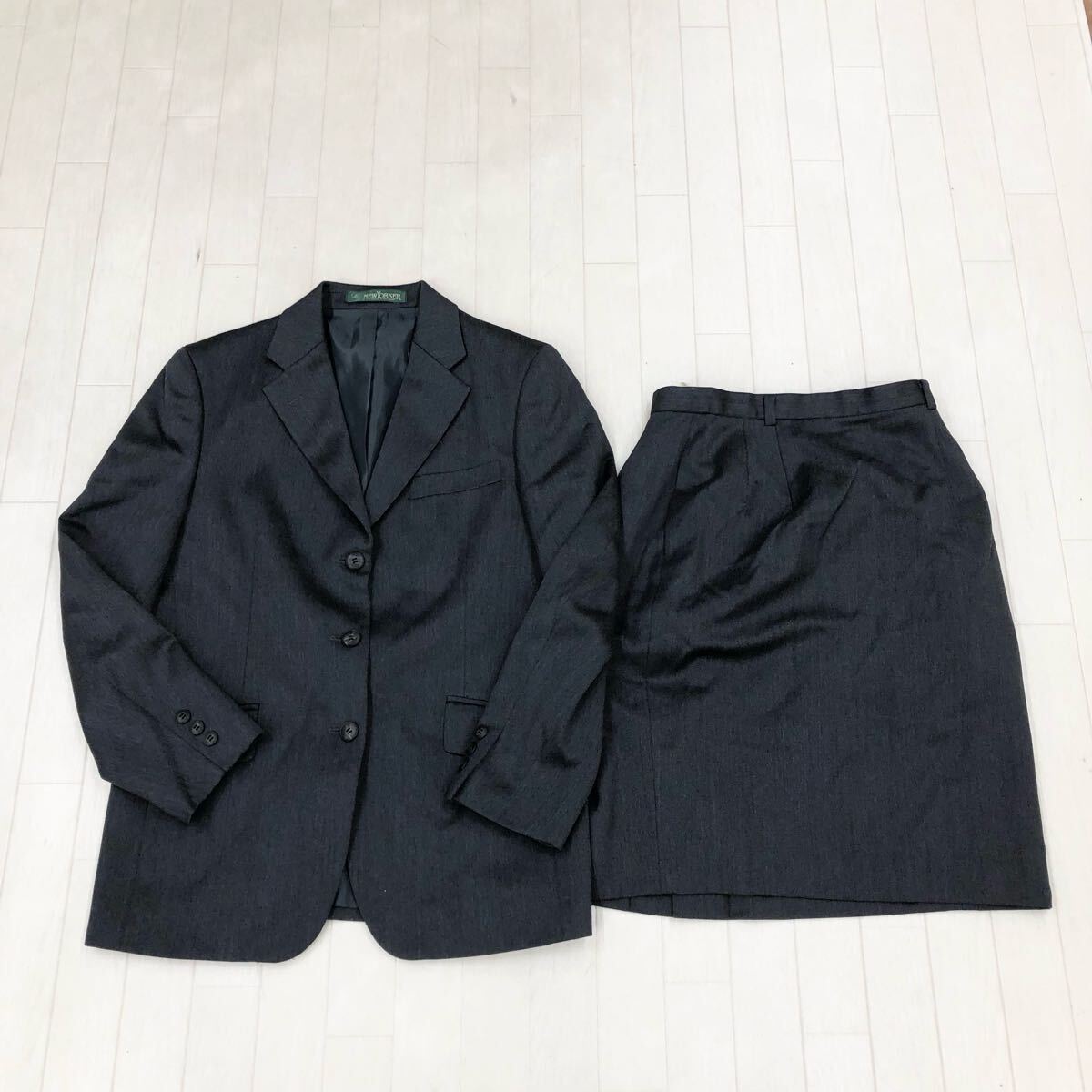 1780〓 セットアップ NEWYORKER ニューヨーカー テーラードジャケット タイトスカート レディース サイズ11AR ダークグレー ビジネス拍卖