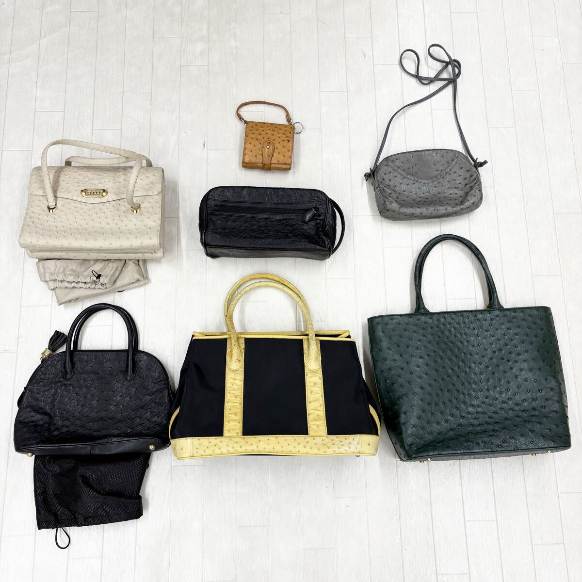 〓 オーストリッチレザー7点セット トートバッグ ハンドバッグ ショルダーバッグ クラッチバッグ 財布 レディース 鞄 手提げ鞄 肩掛け鞄 拍卖