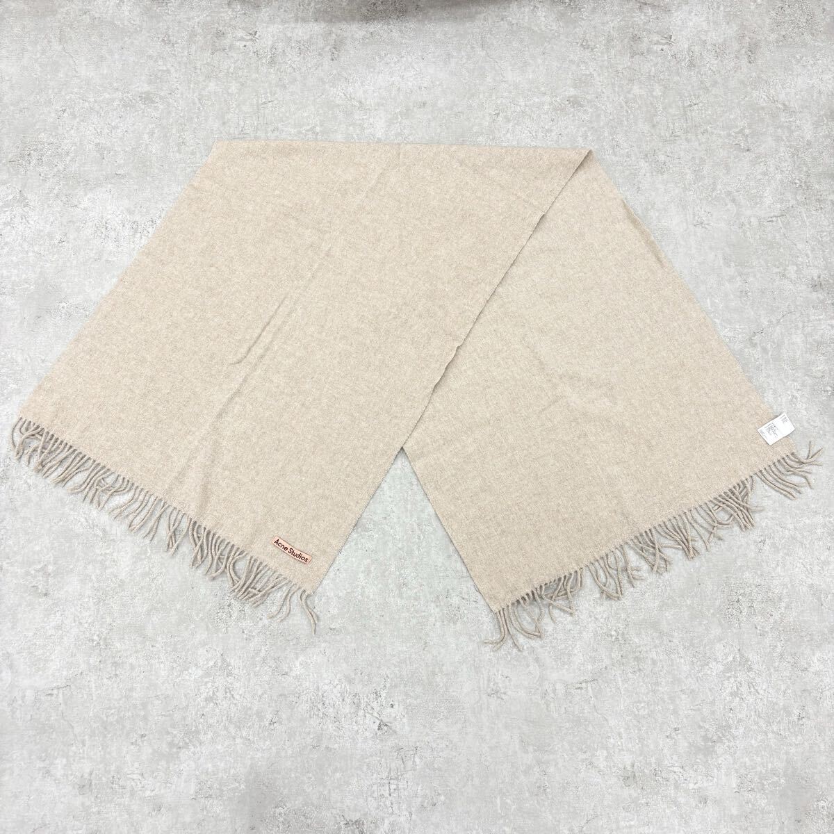 M32〓 Acne Studios アクネストゥディオズ ストール ベージュ 無地 大判 羽織り フリンジ 服飾小物拍卖