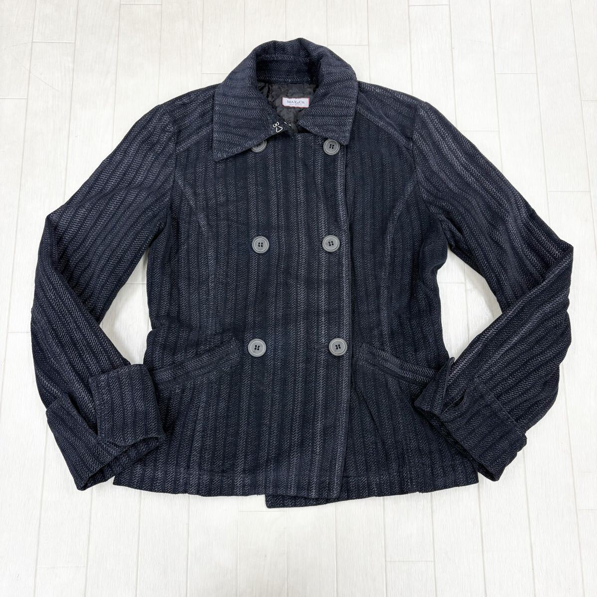 1823〓 MAX&Co. マックスアンドコー 薄手ピーコート レディース サイズ40 ダークネイビー アウター 上着 ショートコート ブルゾン Pコート拍卖