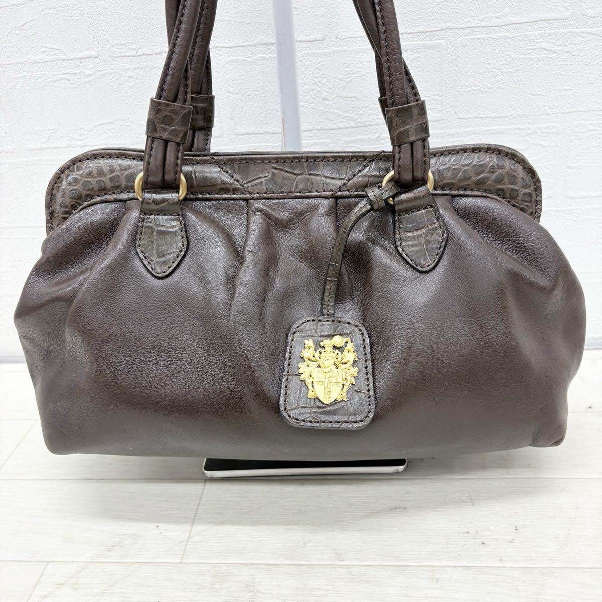 1819〓 DAKS ダックス ハンドバッグ レディース ダークブラウン 鞄 手提げ鞄 レザーバッグ 拍卖