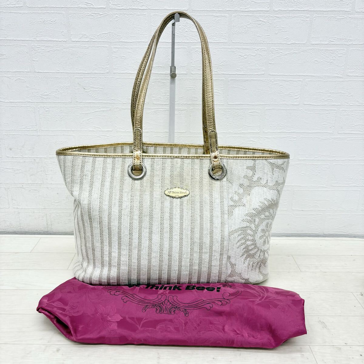 1819〓 保護袋付き Think Bee! シンクビー! トートバッグ レディース ベージュ オフホワイト 鞄 手提げ鞄 肩掛け鞄 ワンショルダー拍卖