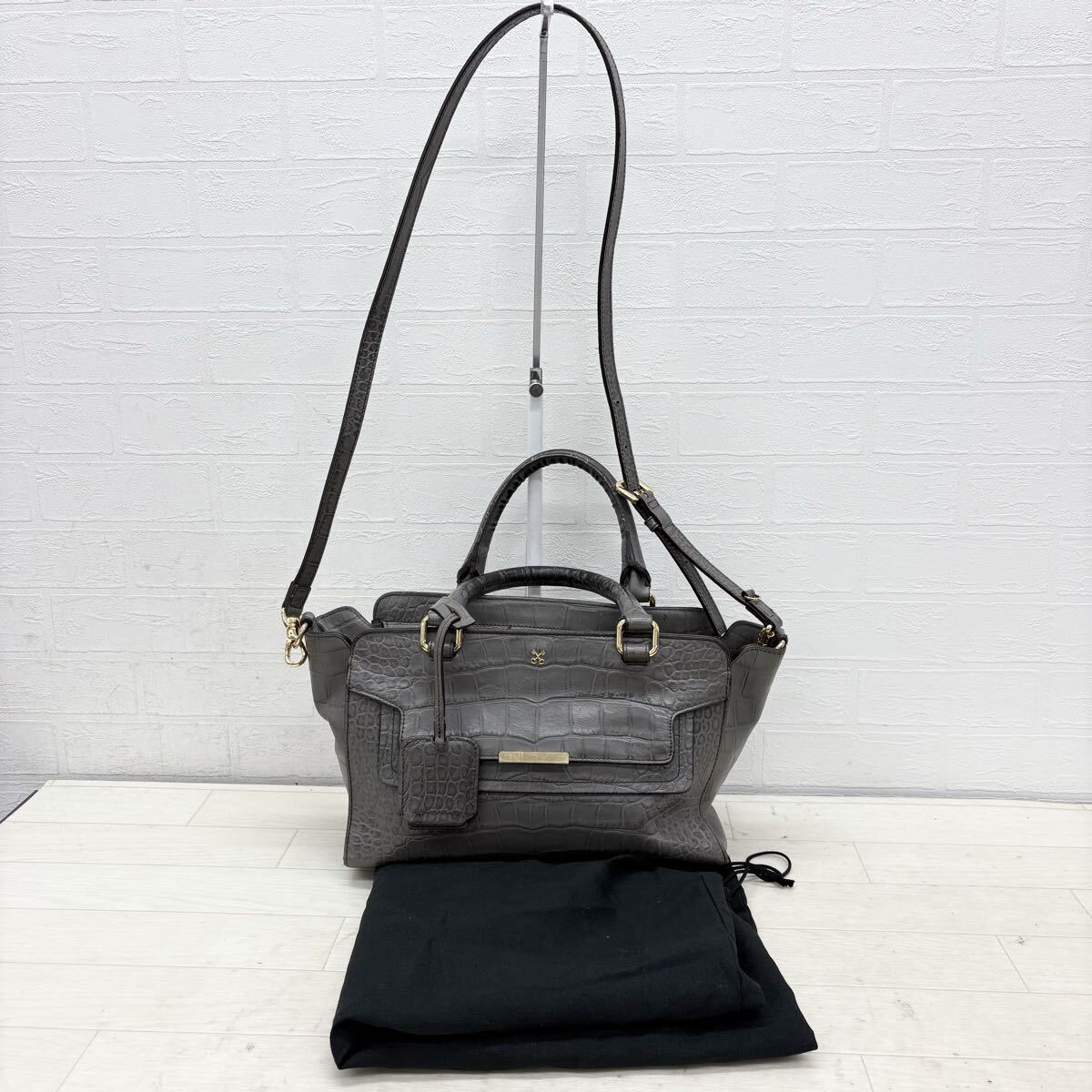 1819〓 SAZABY サザビー ハンドバッグ ショルダーバッグ レディース グレー 鞄 手提げ鞄 肩掛け鞄 レザーバッグ 2way拍卖