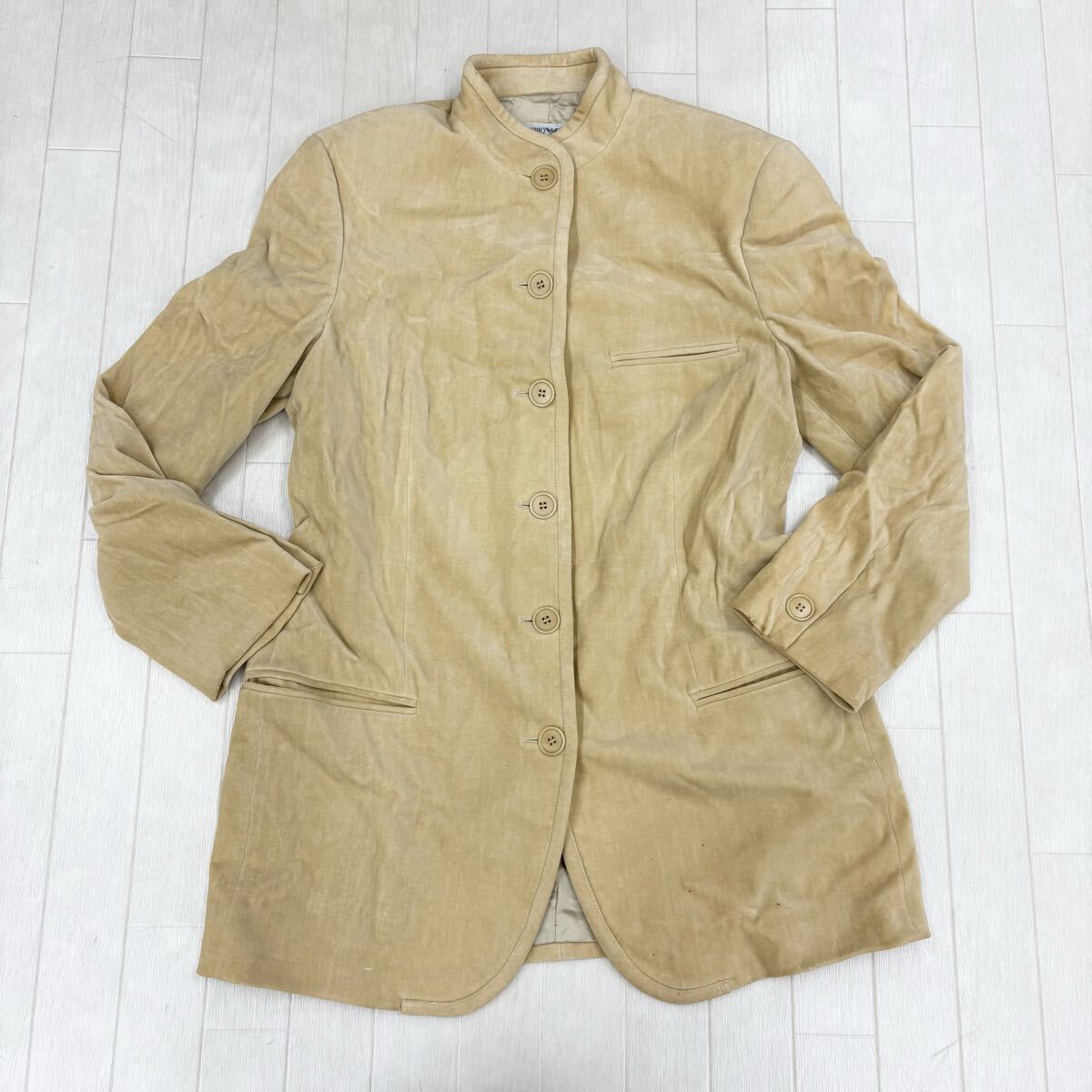 1824〓 EMPORIO ARMANI エンポーリオアルマーニ ミドルコート レディース サイズ40 ベージュ アウター 上着 ブルゾン シングル拍卖