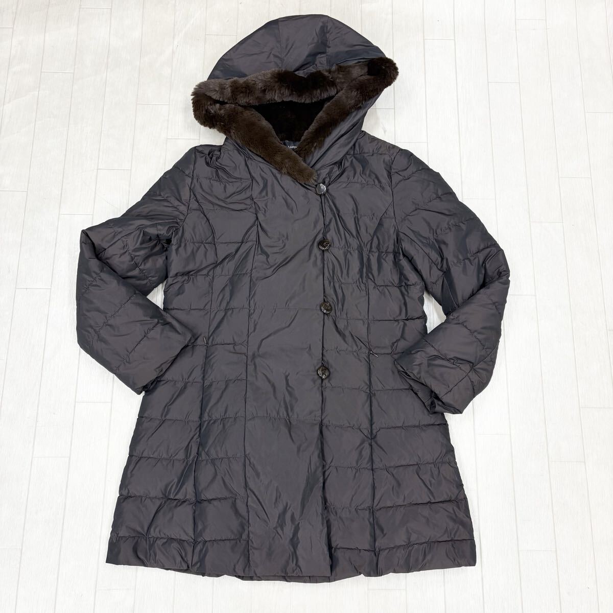 1824〓 LAPINE BLANCHE ラピーヌブランシュ 中綿コート レディース サイズ40 ダークブラウン アウター 上着 ショートコート 中綿ジャケット拍卖