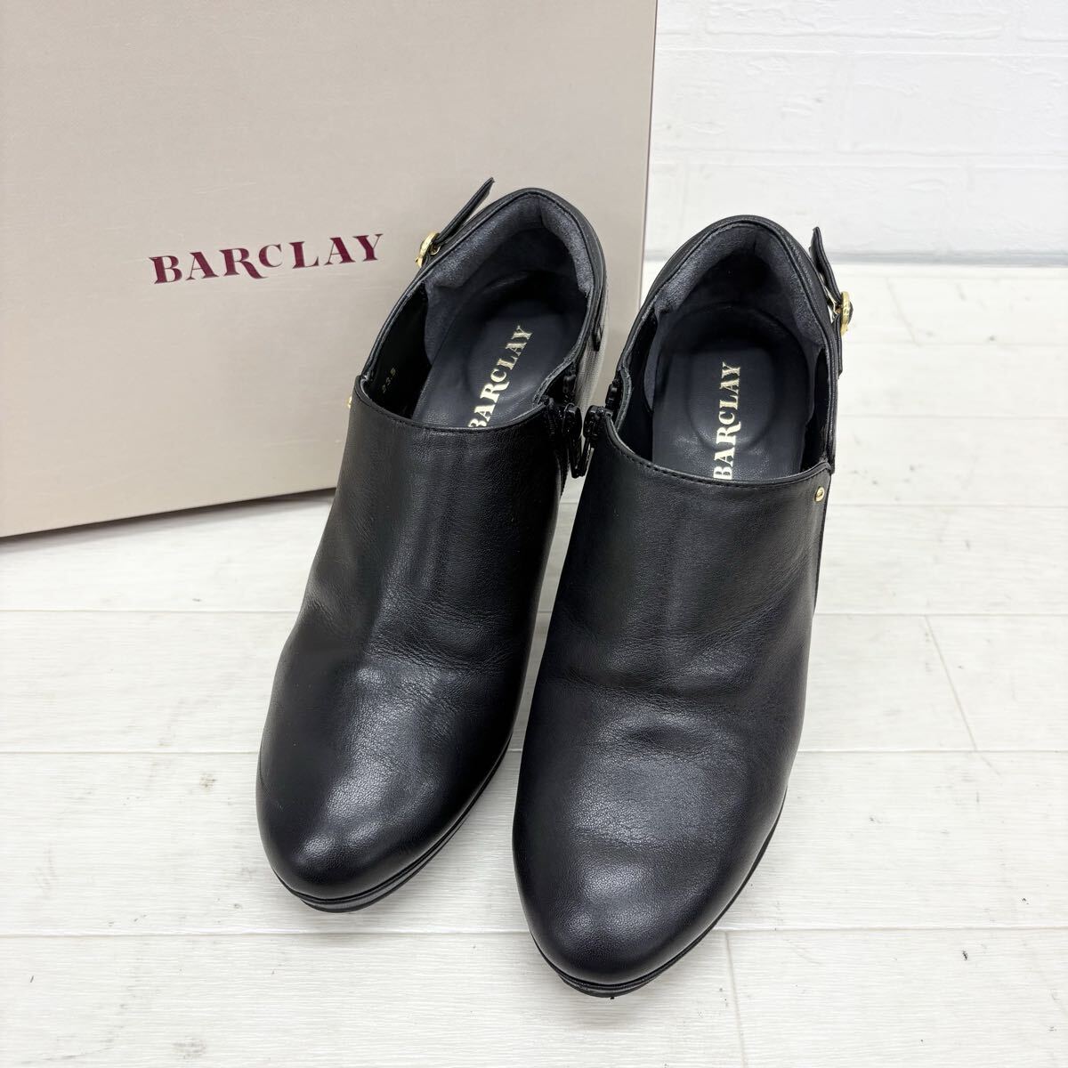 1817〓 BARCLAY バークレー ブーティ レディース サイズ23.5 ブラック サイドジップ レザーシューズ 靴 シューズ カジュアルシューズ拍卖