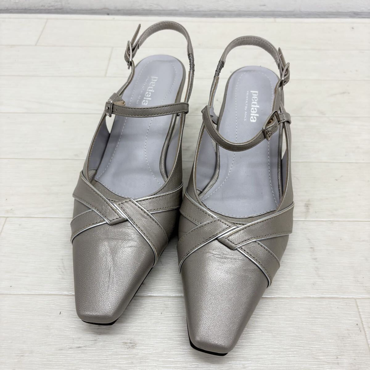 1817〓 ASICS pedala アシックス ペダラ ストラップパンプス レディース サイズ22EE グレー 靴 シューズ カジュアルシューズ拍卖