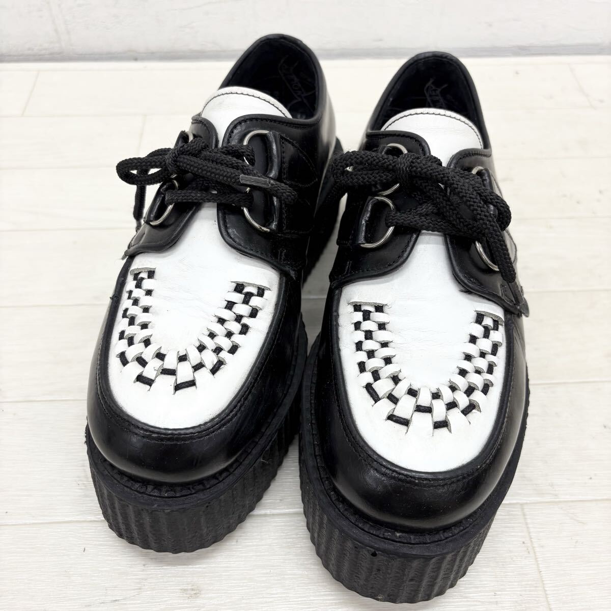 1827〓 UNDERGROUND アンダーグラウンド 厚底スニーカー レディース サイズ5 ブラック ホワイト 靴 シューズ カジュアルシューズ拍卖