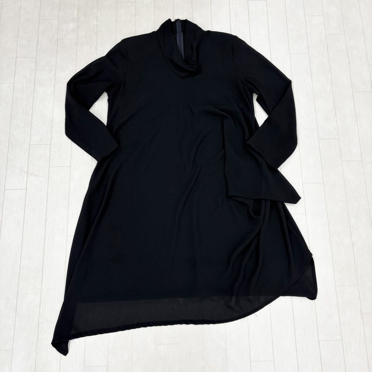 1825〓 HIROKO BIS HIROKO KOSHINO ヒロコビス ヒロココシノ アシンメトリーチュニック レディース サイズ9 ブラック プルオーバー 拍卖