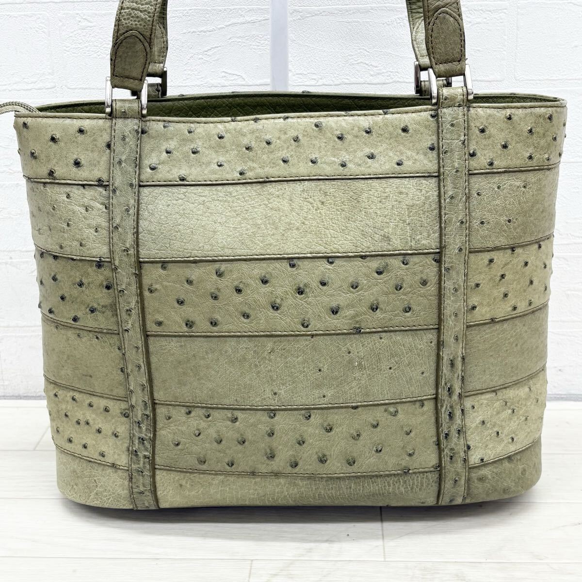 1826〓 オーストリッチレザー ハンドバッグ ミニトートバッグ レディース ライトグリーン 鞄 手提げ鞄 レザーバッグ ダチョウ革 カジュアル拍卖
