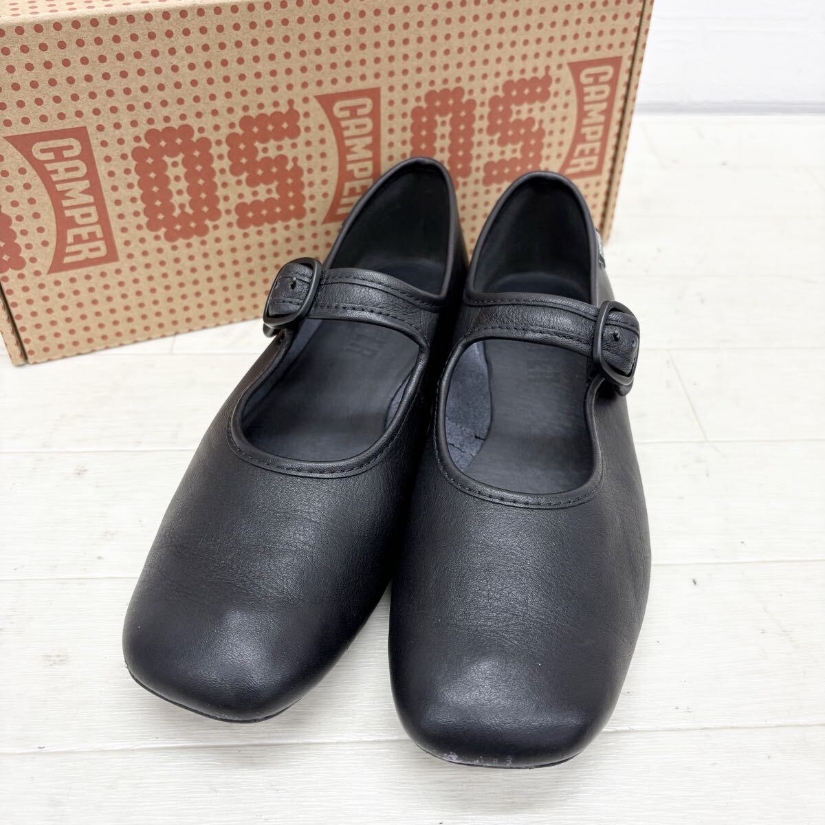 M34〓 箱付き CAMPER カンペール パンプス レディース サイズ39 ブラック フラットシューズ 靴 シューズ カジュアル拍卖