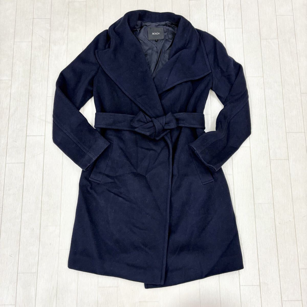 1829〓 BOSCH ボッシュ ボタンレスコート レディース サイズ36 ダークネイビー アウター 上着 ミドルコート 羽織 ボタン無し拍卖