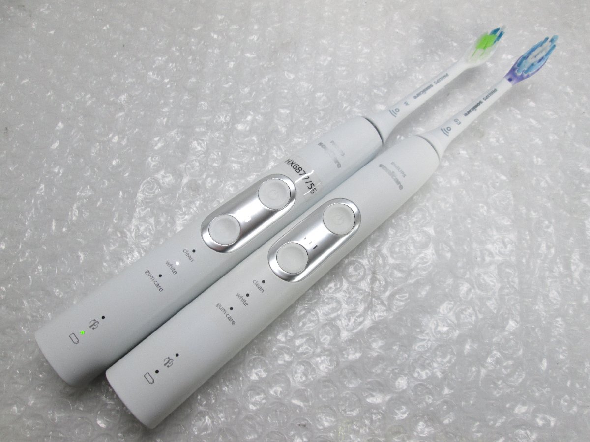 ◎ほぼ未使用 PHILIPS フィリップス ソニッケアー プロテクトクリーン 電動歯ブラシ HX6877/56 2本セット 本体のみ 展示品 w111127拍卖