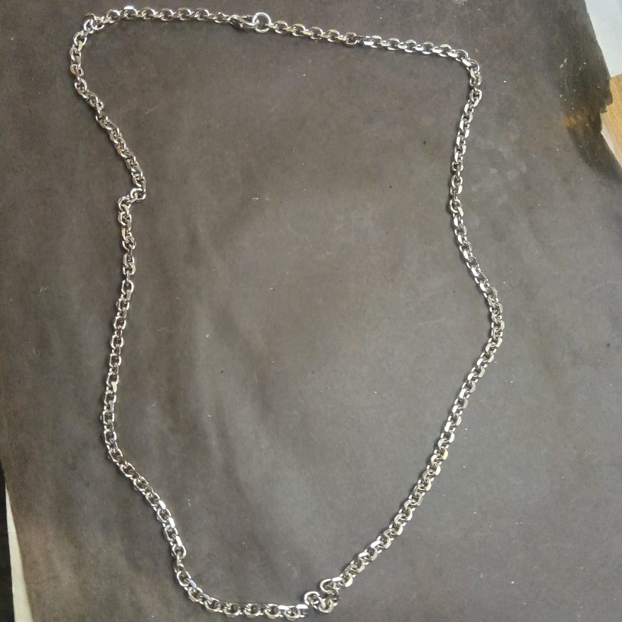 あずきチェーン 4C 真鍮 ロジウムコーティング 太 80cm拍卖