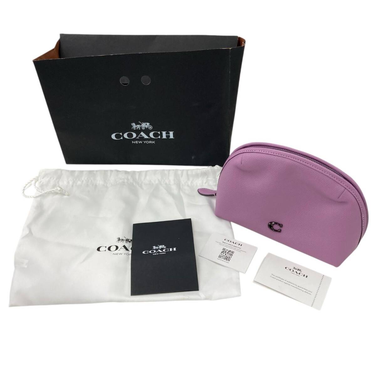 186005 COACH コーチ ジュリエンヌ パープル コスメティック ケース ハーフラウンド型 ポーチ 小物入れ拍卖