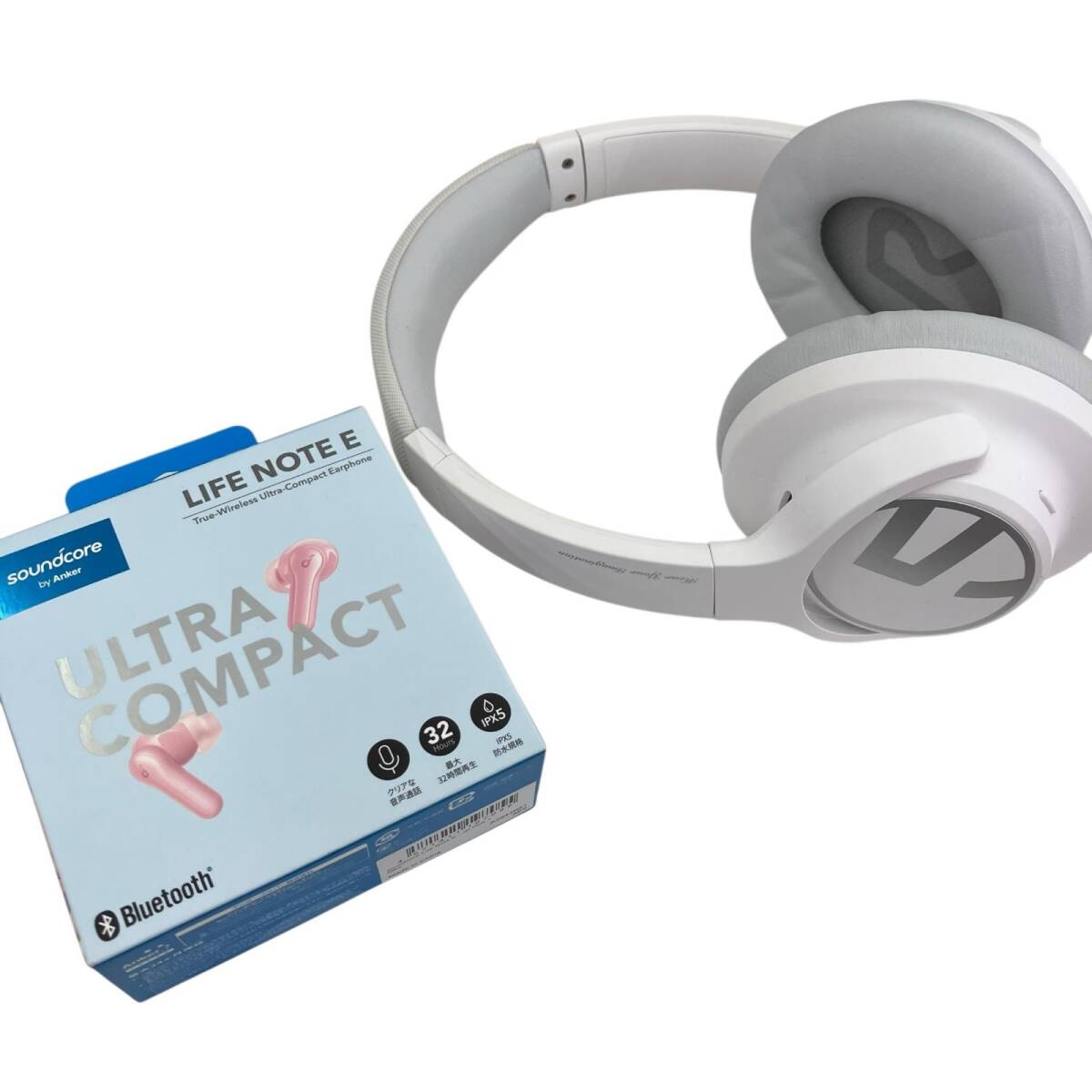 186000 SOUNDPEATS , Anker ワイヤレスイヤホン ヘッドホン soundcore LIFE NOTE E Space A3943 ホワイト ピンク 2点まとめ売り拍卖