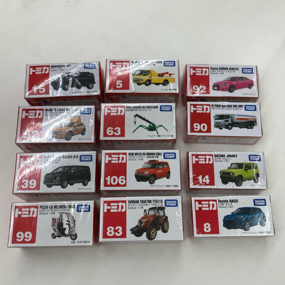 186001 新品未使用 TOMICA トミカ ミニカー 未開封品 マツダ パトロールカー 三菱 デリカD:5 デリバリーバイク トラクター 12点まとめ売り拍卖