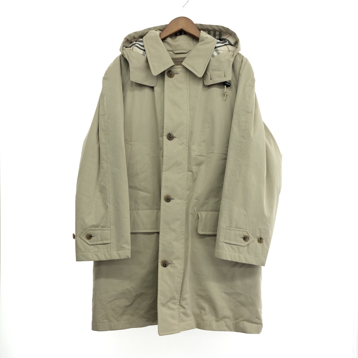 ◆BURBERRY LONDON バーバリーロンドン ダウンライナー付きフーディコート サイズ:L ノバチェック ベージュ メンズ拍卖