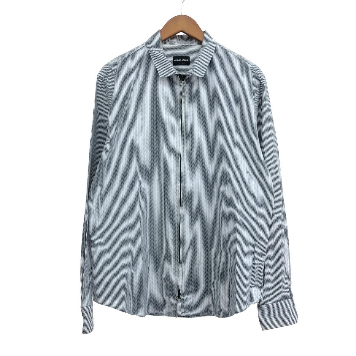 ◆GIORGIO ARMANI ジョルジオアルマーニ ジップアップシャツ サイズ:41 ネイビー メンズ拍卖