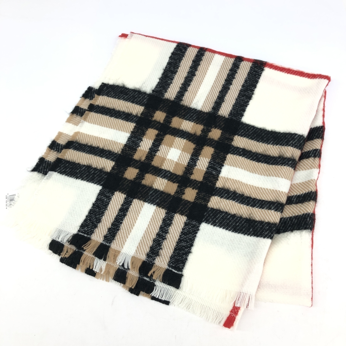 未使用品◆Pinky&Dianne ピンキー&ダイアン 大判ストール チェック柄/定価16,000/ドイツ製 ホワイト/マルチカラー レディース拍卖